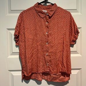 Small Orange linen polka dot top